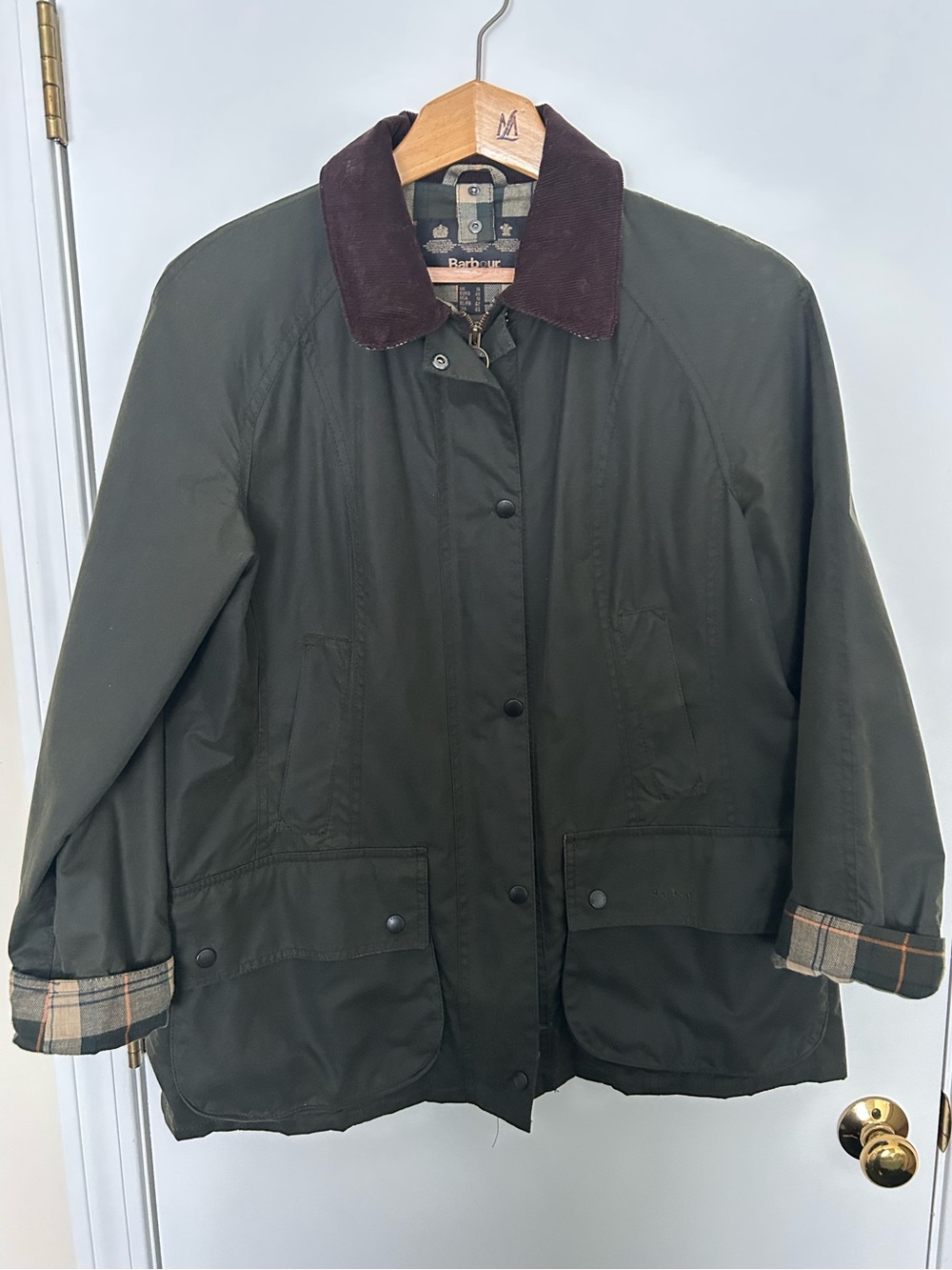 Barbour Women's Waxed Beadnell Cotton Utility Jacket – Green – UK 14 / US 10